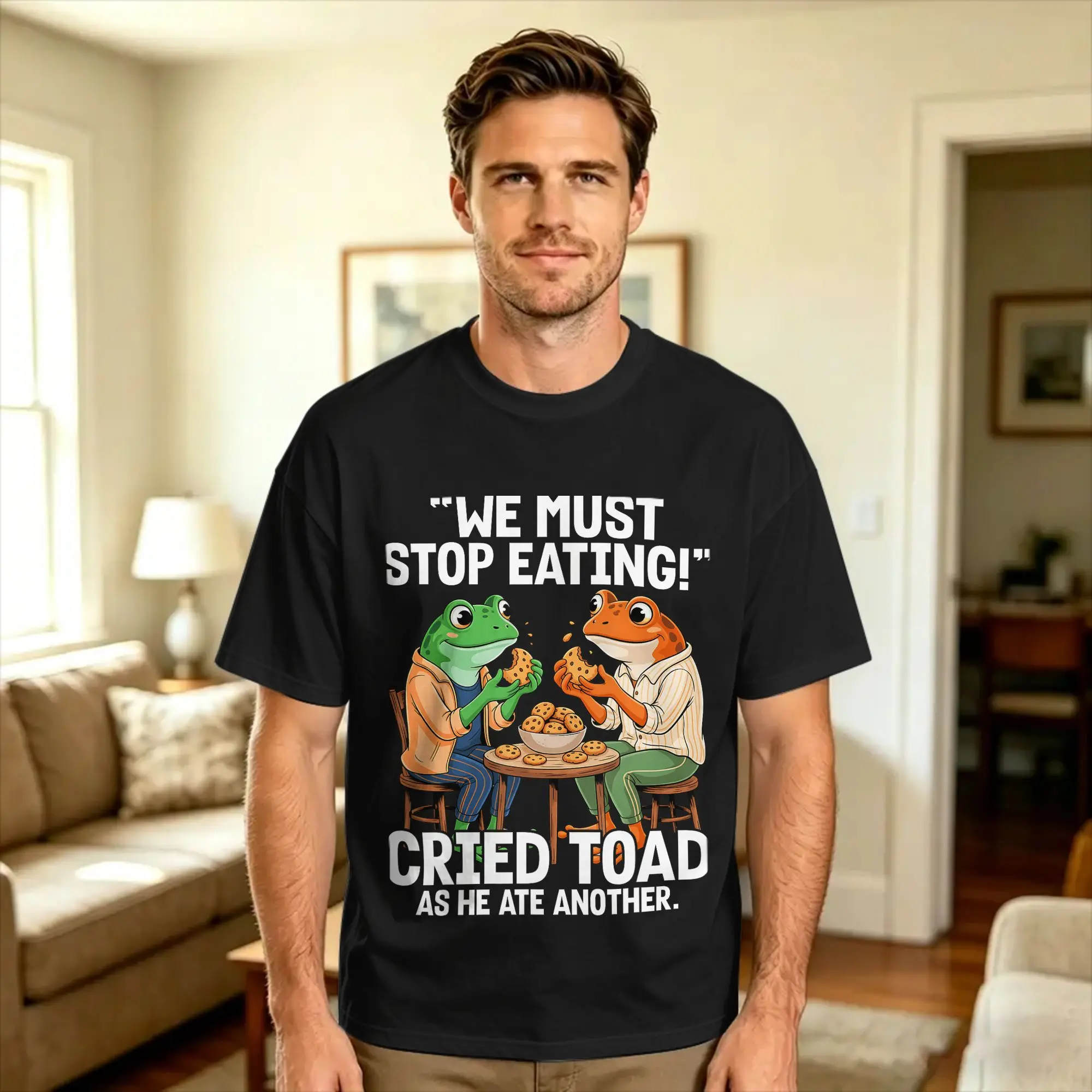 We Must Stop Eating Toad As He Ate Another Frog T Shirt  Harajuku T Shirts Short Sleeve Y2K Retro Tops Summer 100 Cotton Clothes