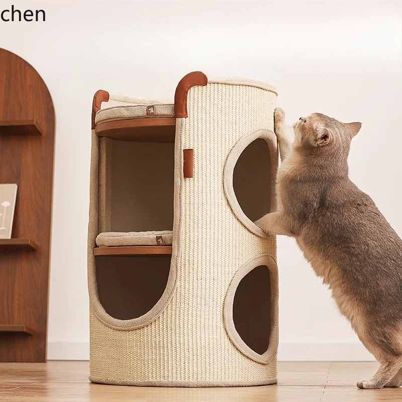 ZML Cat Climbing Frame for Home Use, Small Apartment Space-Saving Cat Scratching Bucket and Cat Bed Integrated Climbing Frame