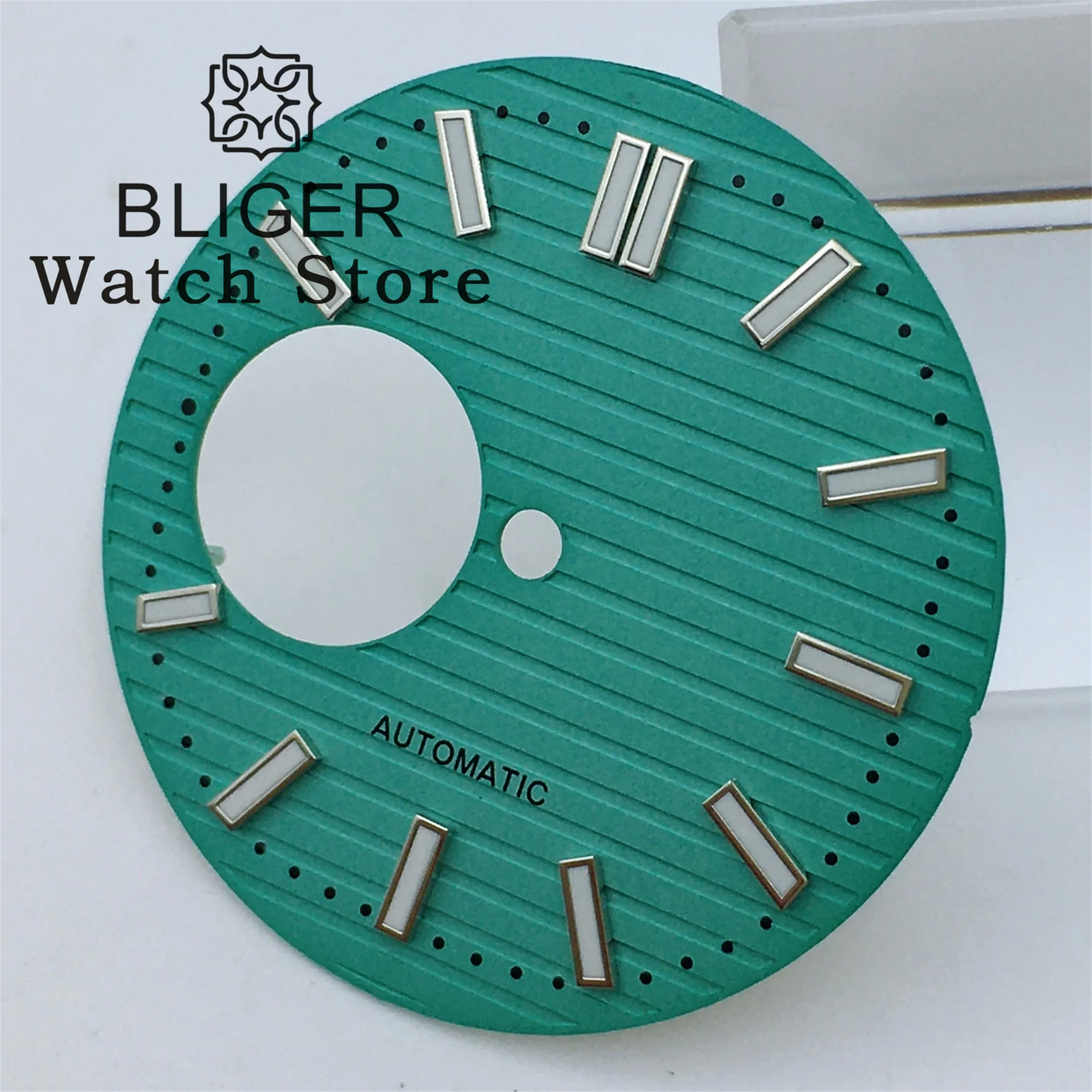 BLIGER-esfera de reloj de 29,8mm, color azul, marrón, negro, plateado, verde, ajuste luminoso, movimiento NH38