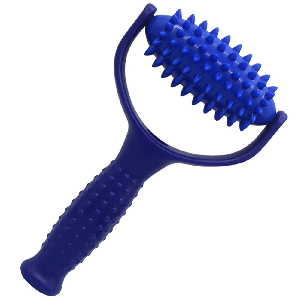 Spiked Massage Ball Roller Stick Yoga (Blue) Back Stretching Tool Body Massager for Shoulder Eye Eyes Muscle Pvc Leg