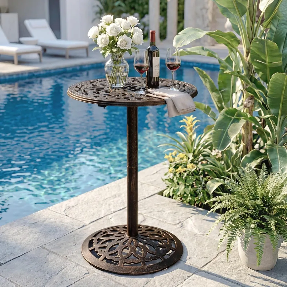 

40" Outdoor Bar Table, High Top Table, Cast Aluminum Outdoor Pub Table 40-Inch Height, Round Bar Table Bistro Table, Customized