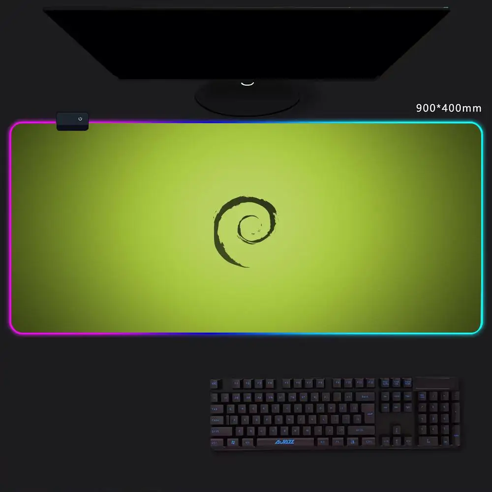 D-Debian Mouse Pad Game Player RGB Pc Gamer Boys like PS5 Keyboard LED Glowing mause pad Mats Rubber