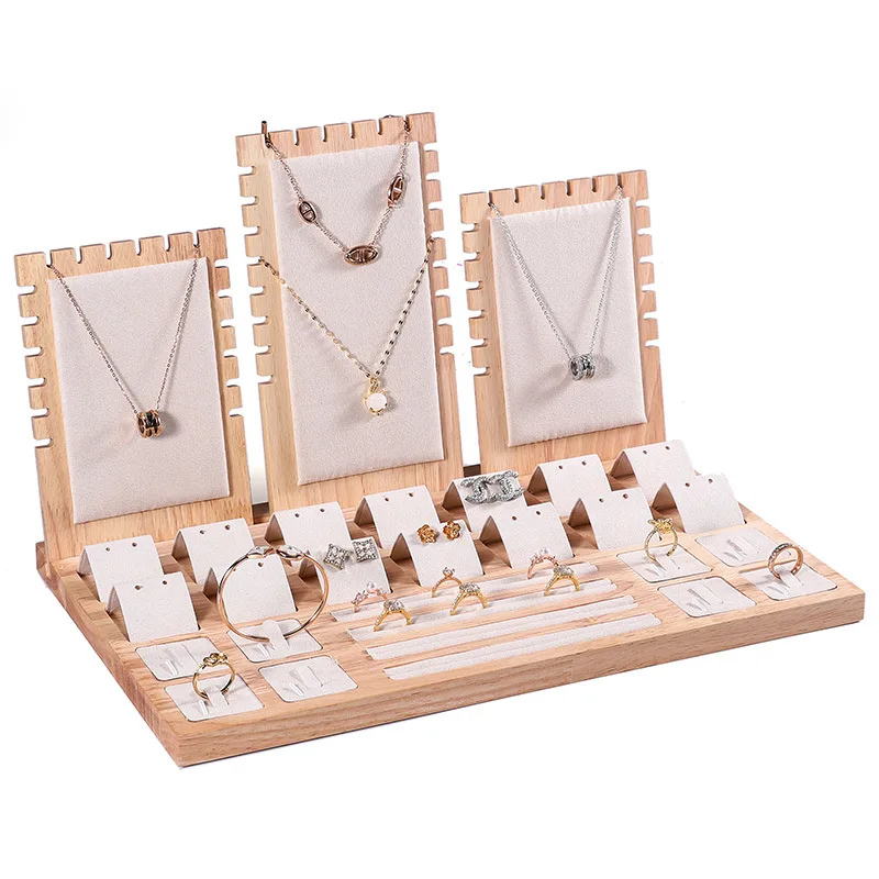 

Wooden Jewelry Display Tray Exquisite Jewellery Holder Portable Ring Earrings Necklace Organizer Storage Box Organizator Trays