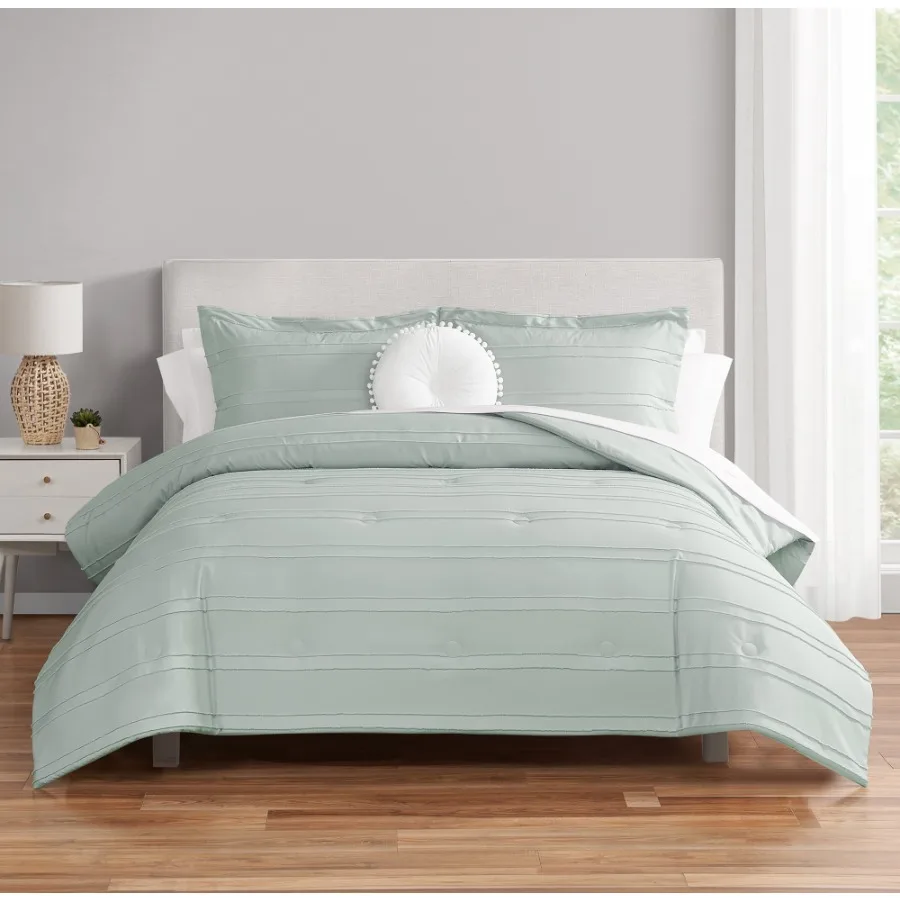 

Комплект постельного белья из 10 предметов с одеялом и простынями, размер Queen, цвет мятный