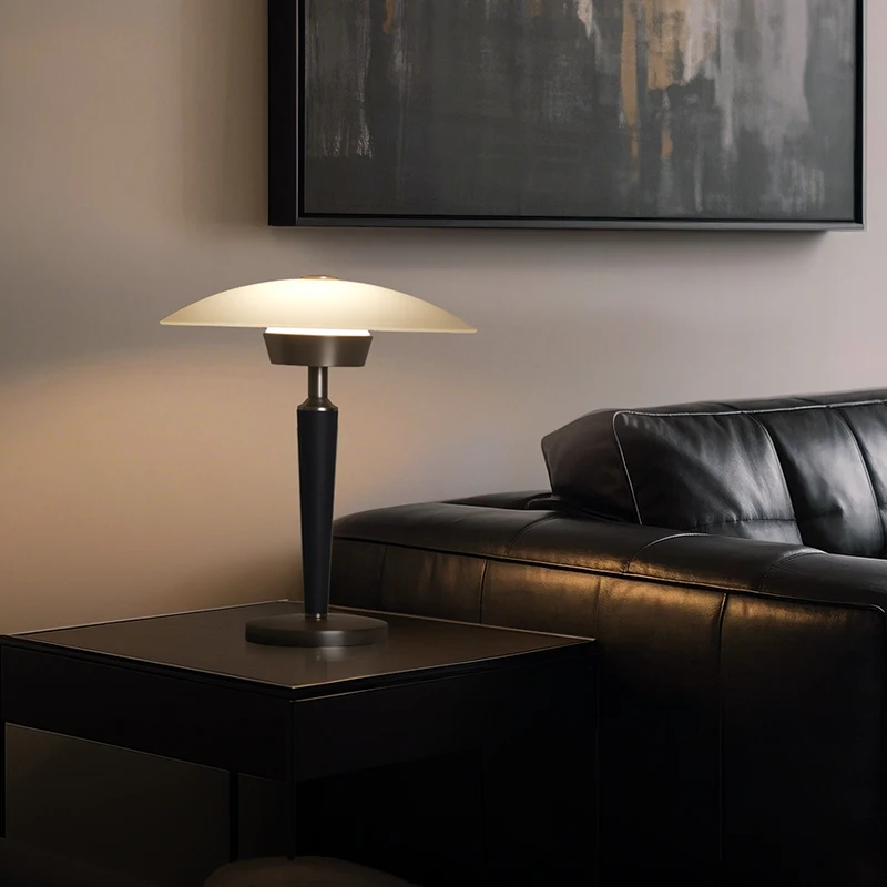 アイシランホテル 高級木製ガラス ゴールドブラックニッケル ベッドサイド調光式読書デスクランプ テーブルランプ