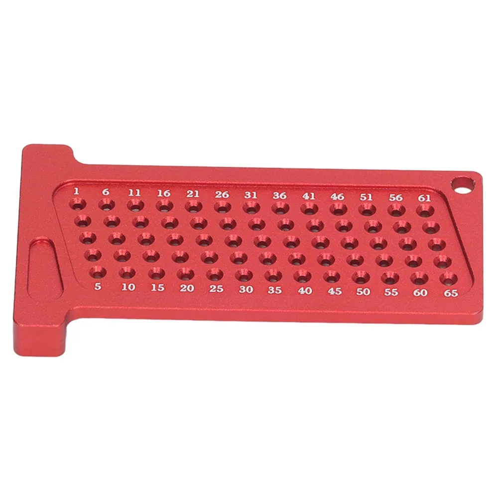 Portable Aluminum Alloy Woodworking Hole Positioning Gauge 65mm Red Hole Gauge T-Type Ruler Marking Gauge DIY Projects