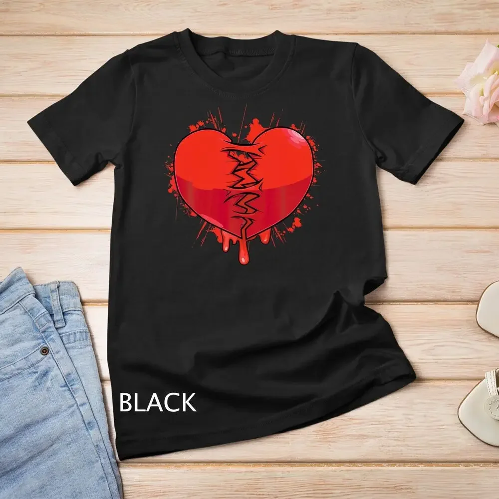 Broken Heart Heartbroken Sad Valentine Break-up Divorce T-Shirt Unisex T-shirt High Quality 100%Cotton Short Sleeve