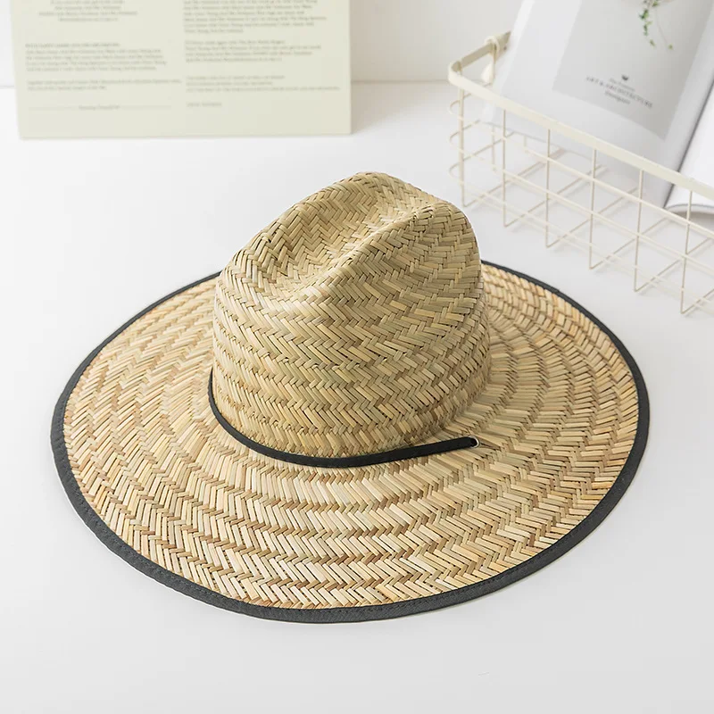 Men\'s new fishing hat outdoor Sun hat summer hand woven mat cool straw hat sun hat knight jazz hat