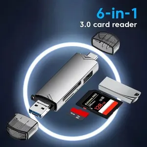 6 1 다기능 USB 3.0 카드 리더 U 디스크 유형 C/Micro USB/TF/SD 플래시 드라이브 메모리 카드 읽기 어댑터 전화 액세서리 10 최고의 판매 SD HD 컨버터 - №5