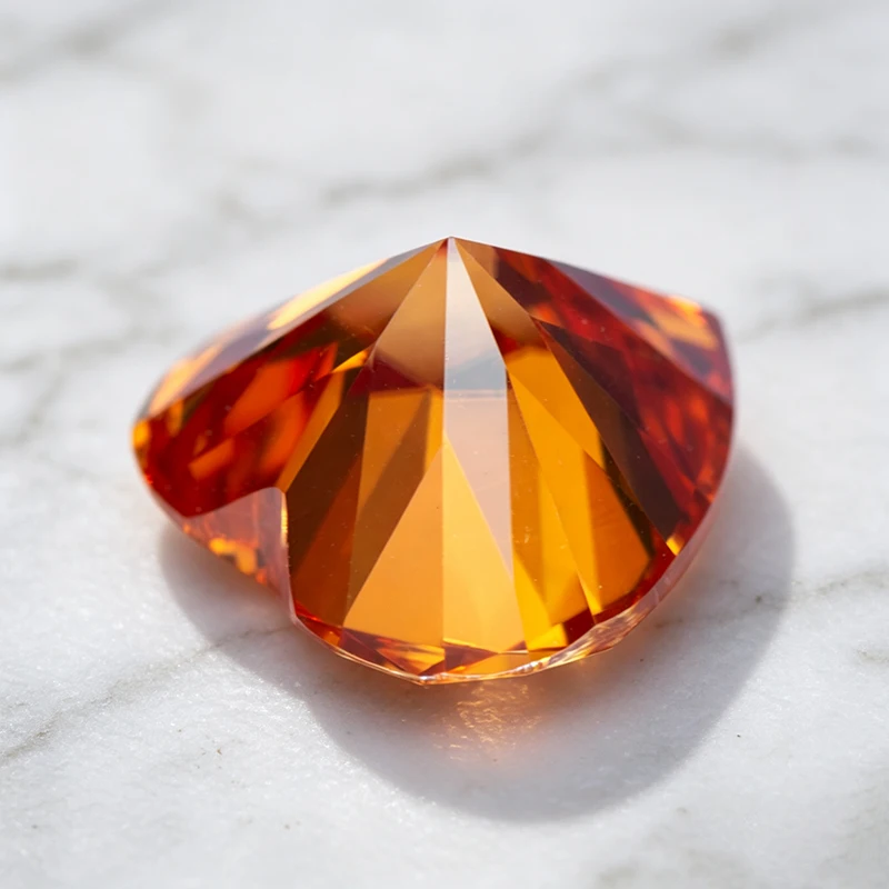 Moissanit-Stein in Herzform, Orange Farbe, Edelstein für DIY-Schmuckherstellung, Besteht Diamanttester mit Zertifikat – Detail 2
