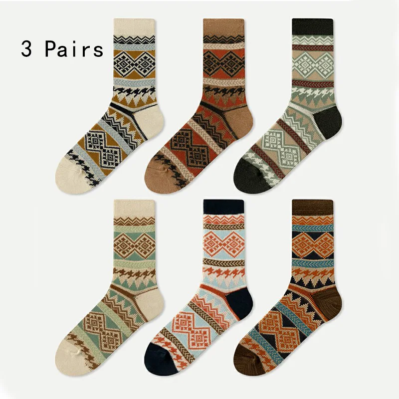 Two-pin socks in men\'s retro stockings in the national trend of stockings long stockings plaid stockings boys socks