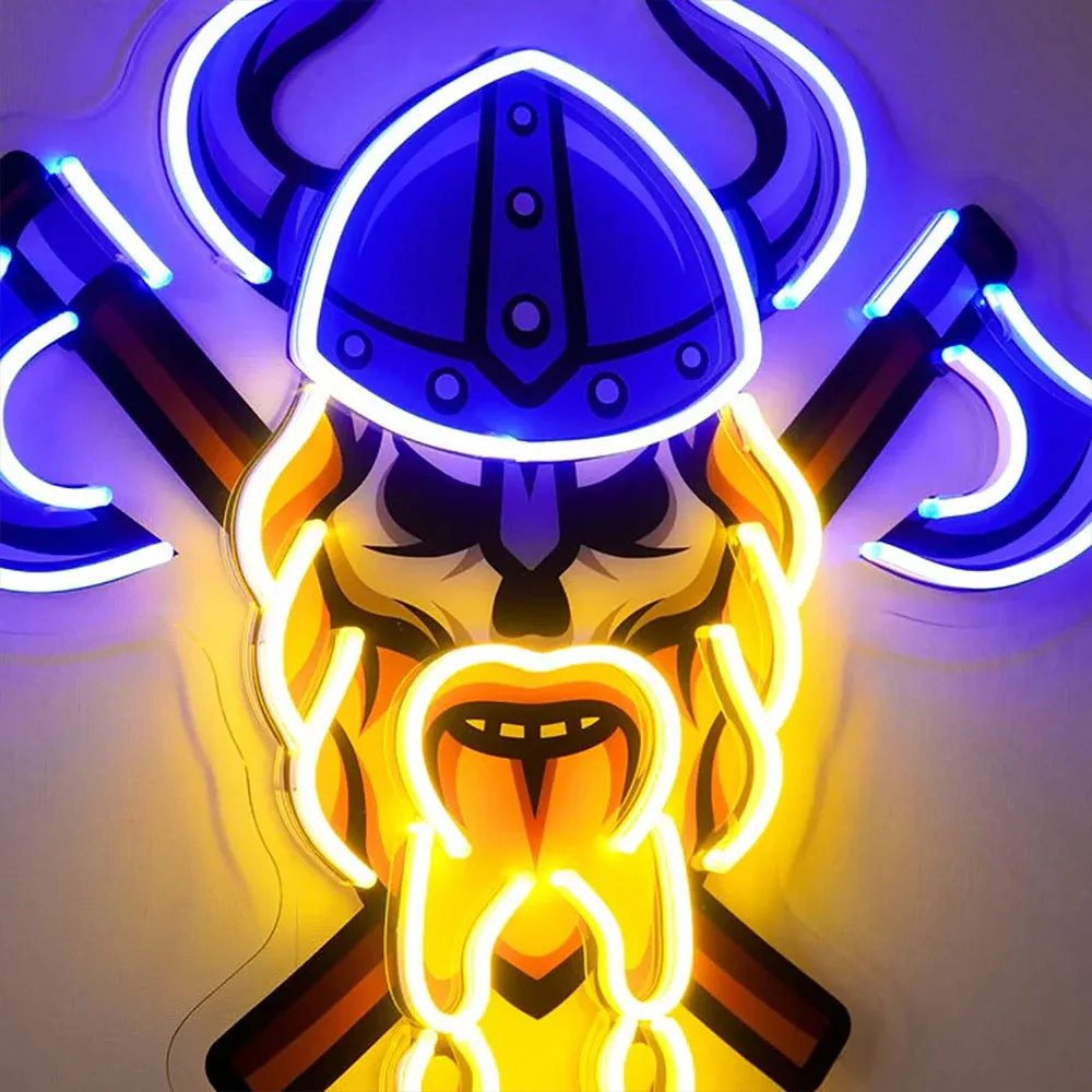 Custom Personalized Skull Viking Warior Neon Led Light Sign for Kid and Wedding Heart Aesthetic Neon Home Decor Wall ArtLed Sign