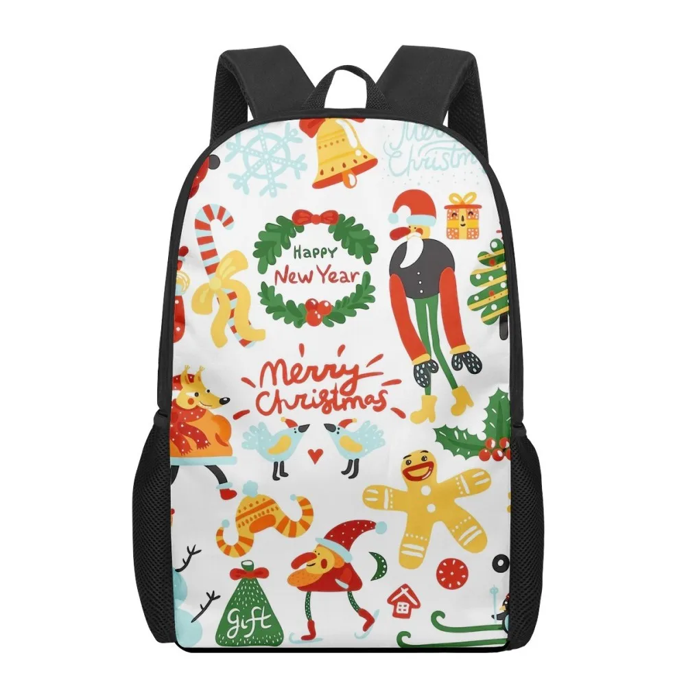 Merry Christmas Print Backpack Double Shoulder Bag Laptop Bagpack Waterproof Travel Picnic Bag for Men Women Student School Bags