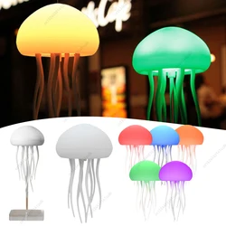 Cartoon Jellyfish Night Light with Rotating Tentacles Jellyfish Bedside Table Lamp Type-C Charging for Kids Bedroom Home Decor
