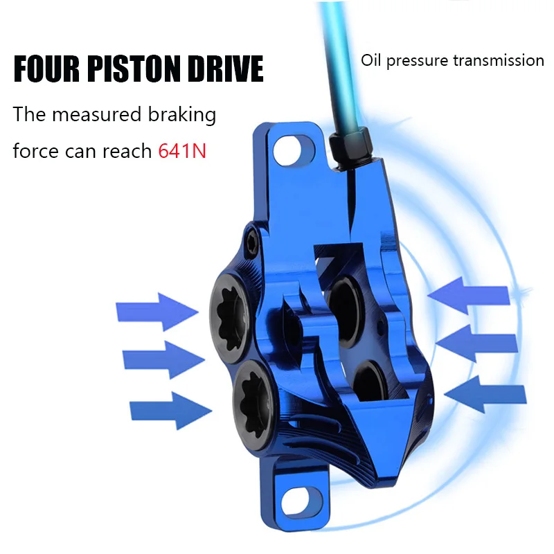 IIIPRO E4 CNC MTB Bicycle Parts 800/1550mm Hydraulic Front Rear Brake 4 Piston Oil Pressure 800/1550mm Front Rear Brake 4 Pads