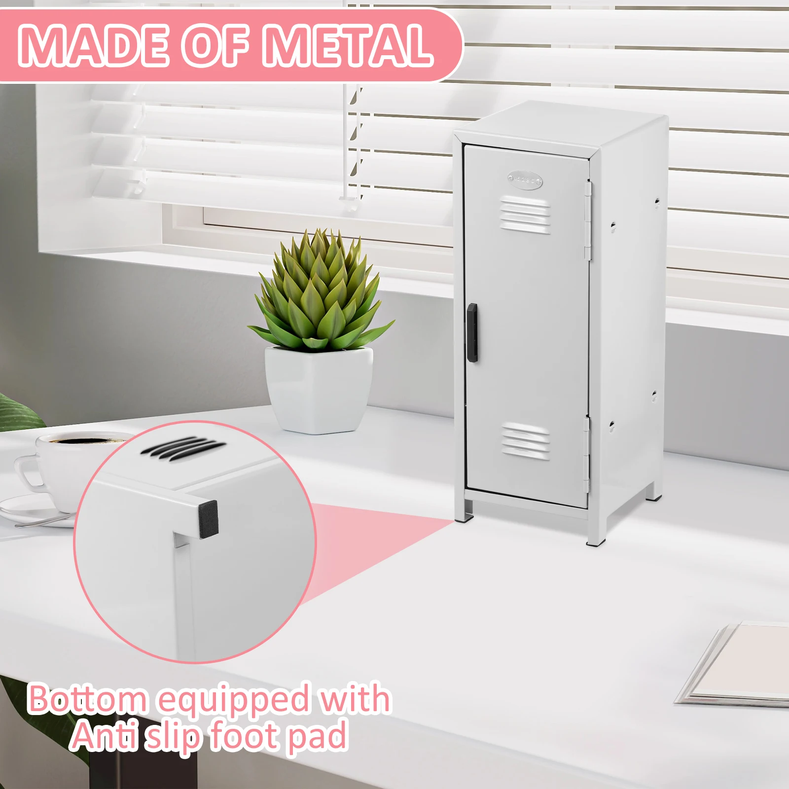 Mini Locker with Lock and Key Rustproof Metal Small Locker Practical Storage Locker for Home Desktop Organizer