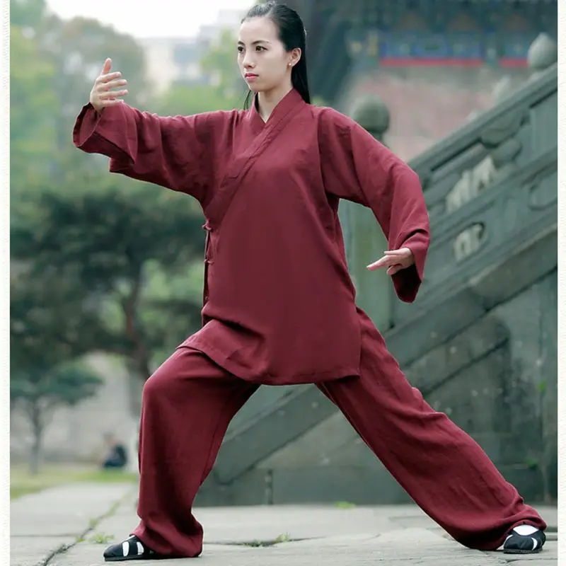 Unisex Cotton Linen Tai Chi Suit Taoist Kung Fu Uniform Zen Meditation Robe Yoga Sets