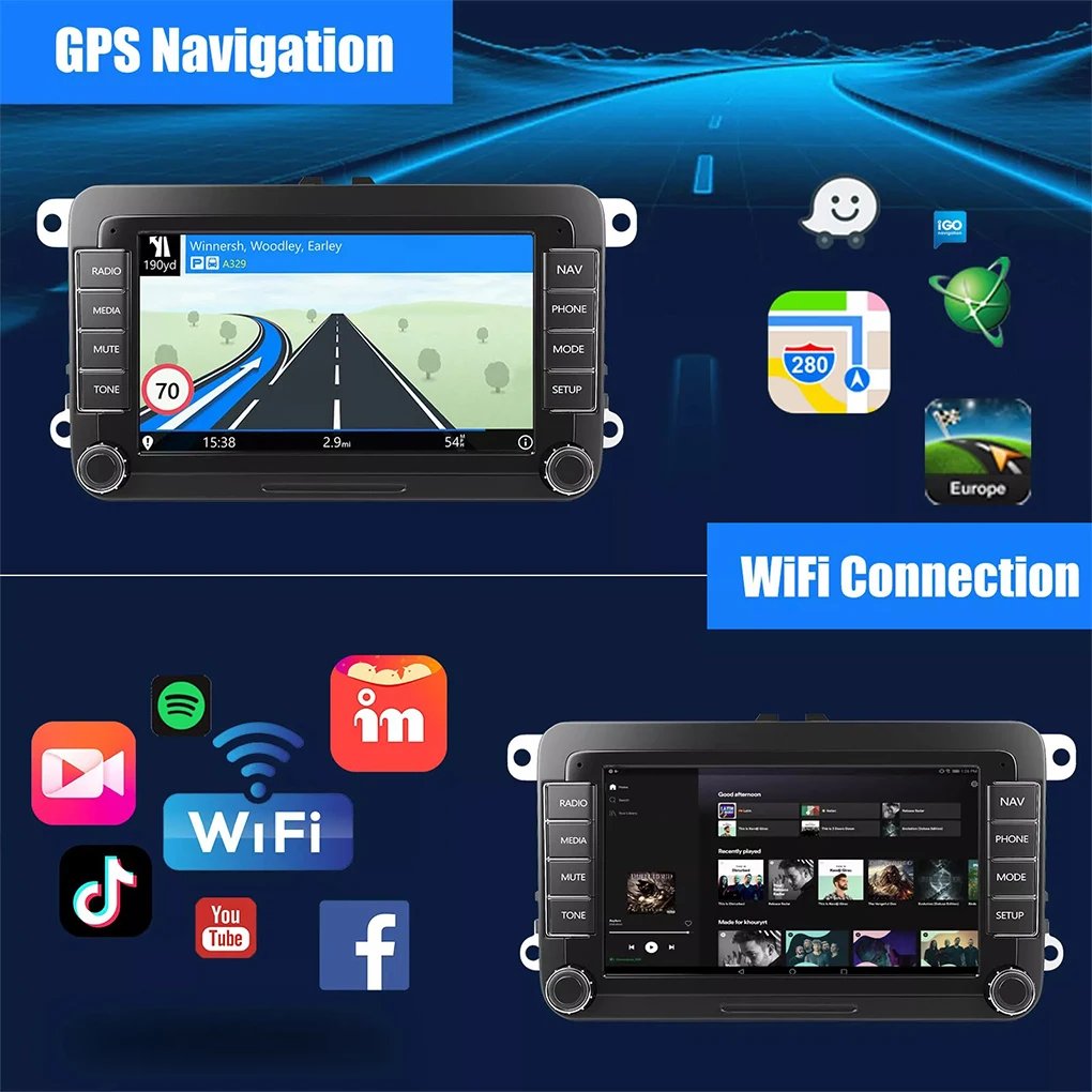 Black Stay Connected On Road With GOLF MK6 7 Car Radio For GOLF MK6 7