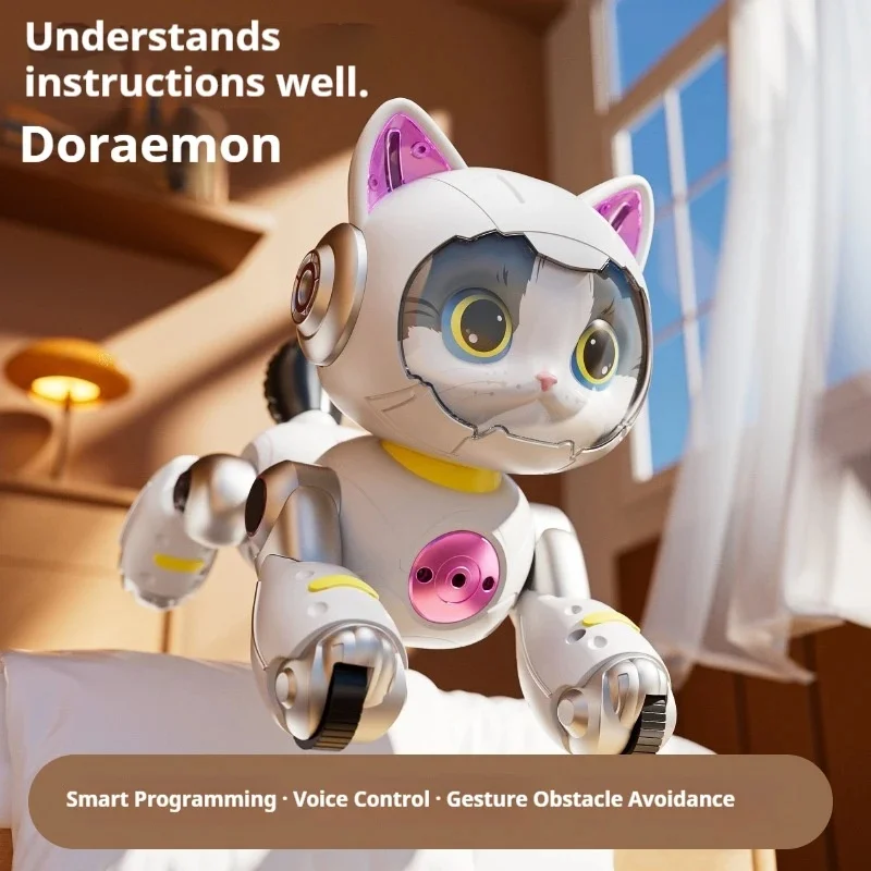 NEW4drc Y14 Ai Intelligent Robot Cat Programmable Remote Control Gesture Obstacle Avoidance Voice Control Accompany Toy For