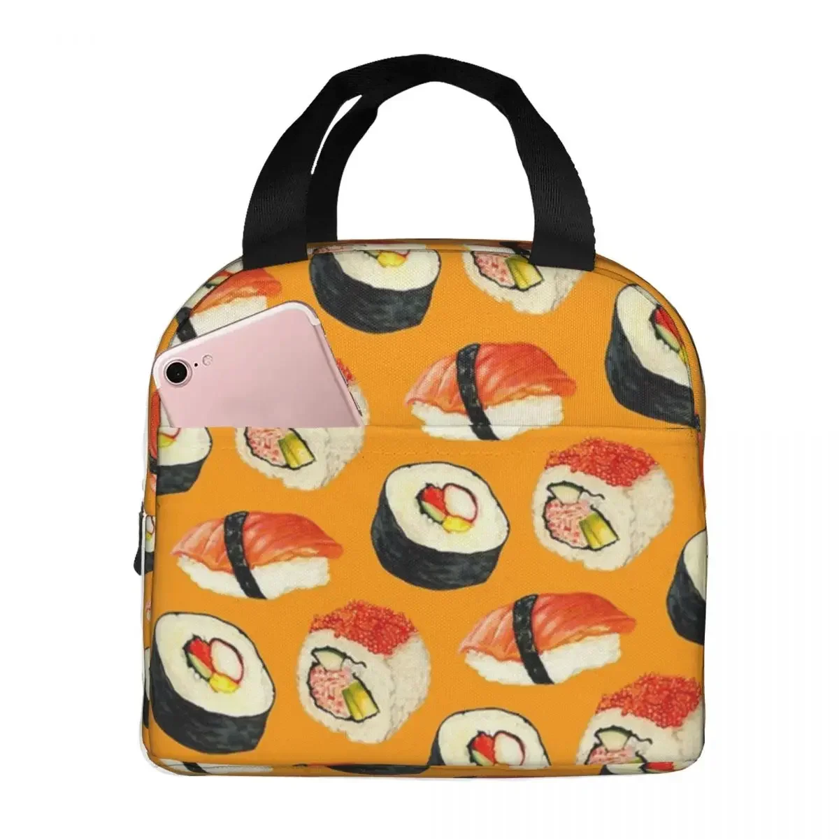 Sushi Pattern Lunch Bag Portable Insulated Oxford Cooler Thermal Picnic Lunch Box for Women Girl