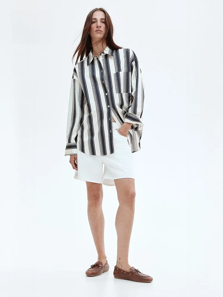 

H&M Women's Shirt Summer Fashion Soft Loose Long Sleeve Silk Shirt Elegant Quality Cotton 100% Regular Length Long Sleeve