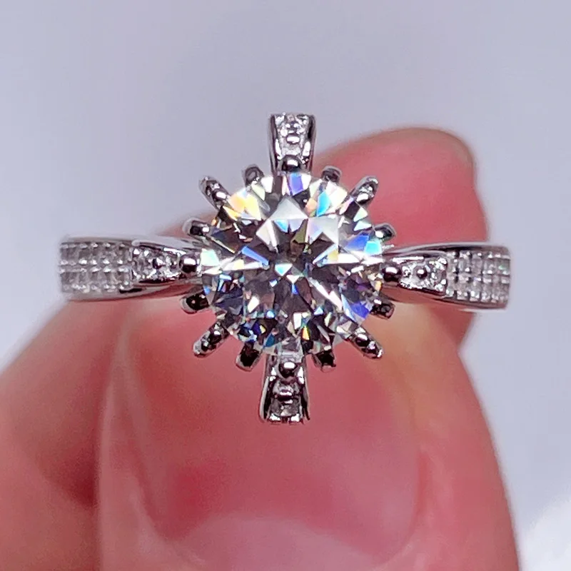 Anel de Noivado Moissanite para Mulheres, Diamante Real, Nupcial Joalheria fina, 1 Carat, Prata 925, Grande Venda, Novas Tendências, 2020