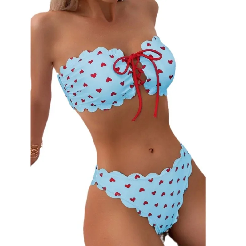 Maillot de bain brésilien deux pièces, sexy, à pois, soutien-gorge push up, motif floral, pour femmes, vêtements de plage, 2024