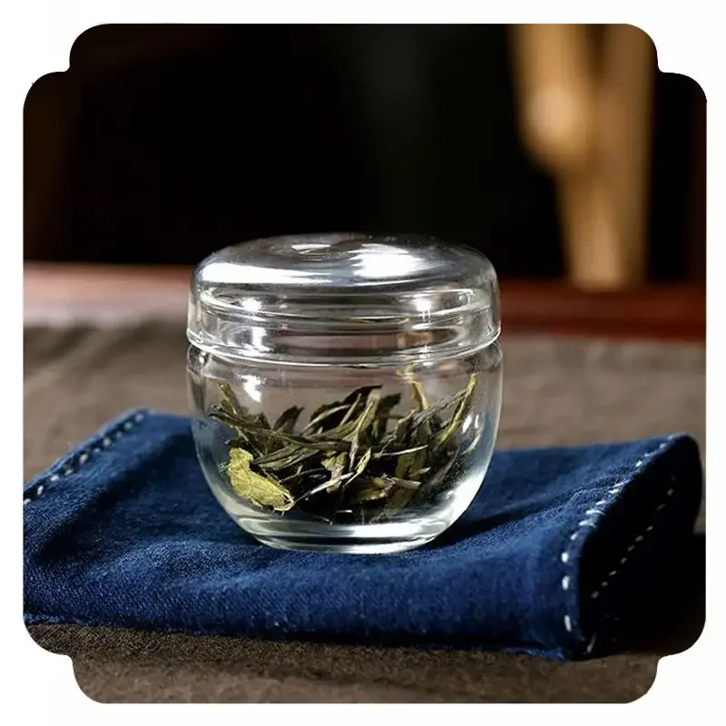 Mini Glass Tea Jar Transparent High Borosilicate Glass Jar Portable Travel Wake-up Tea Jar Glass Container Mini Storage Box