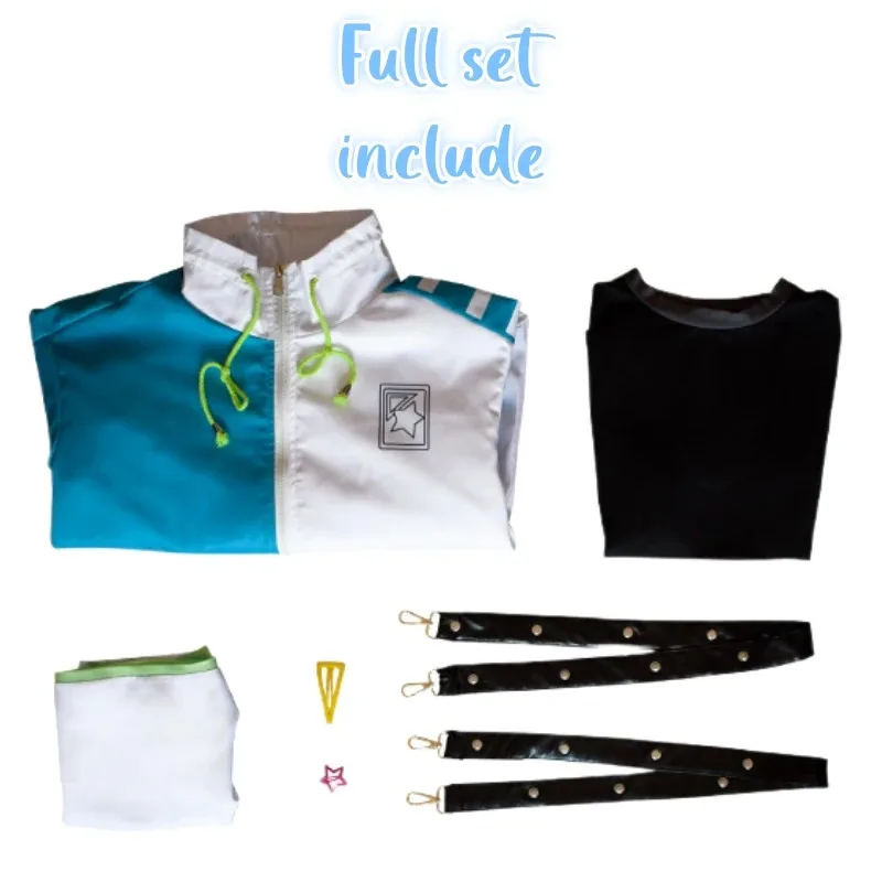 مشروع Sekai المرحلة الملونة! Shiraishi زي تنكري الفذ حية سيئة فرقة سترة المرأة بدلة كاملة ملابس الهالوين شعر مستعار