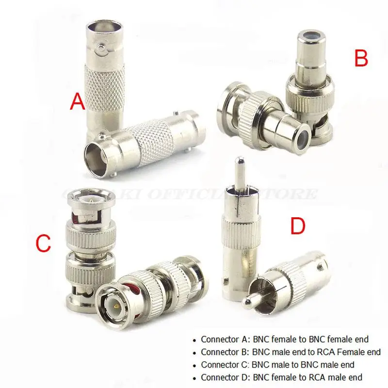 Connecteur RCA femelle mâle, adaptateur BNC, prise Jack, injecteur Bnc pour système, accessoires de caméra de vidéosurveillance, F, F, M, M