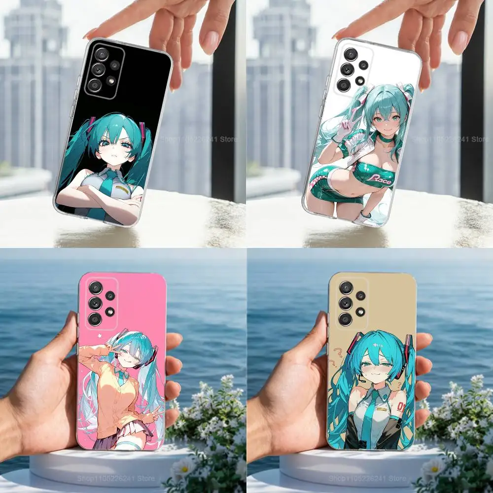 

Cute H-HatSune M-Miku-Divas Phone Case For Samsung A51,71,30,S21,10,20,Ultra,FE,Lite, S22,23,9,PIus,Transparent, Silicone