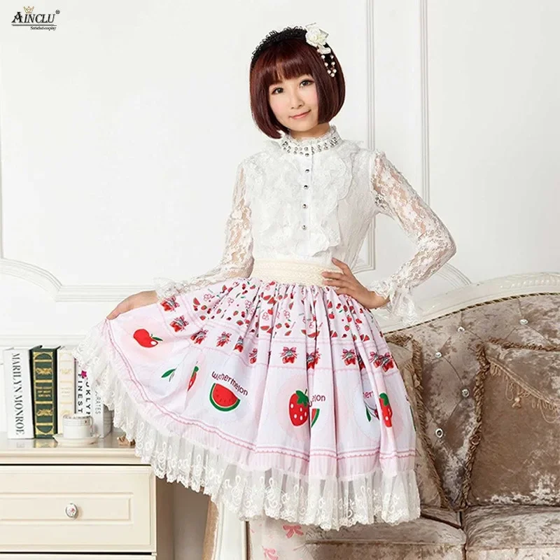

Sweet Princess Original Japanese Style Lolita Lace Skirts Cartoon Print Fruit Cute Soft Pleated Polyester Cosplay Lolita Skirts