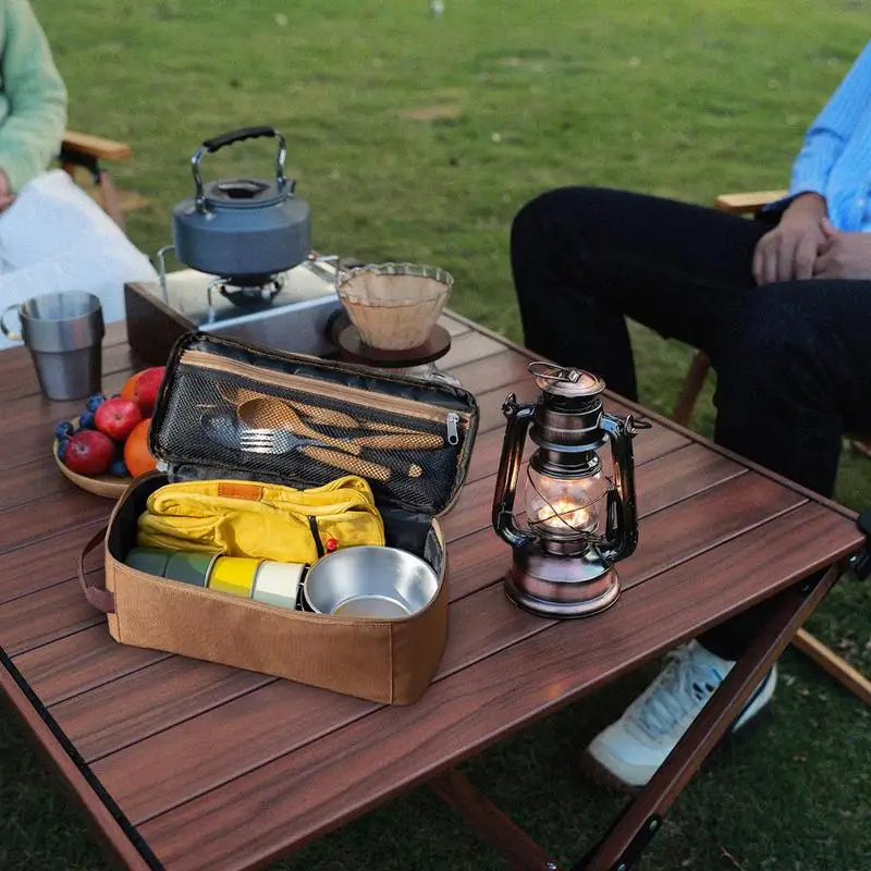 

Camping Cookware Storage Bag Portable Camping Kitchen Cookware Bag Waterproof Kitchenware Tool Utensil Organizer For BBQ Hiking