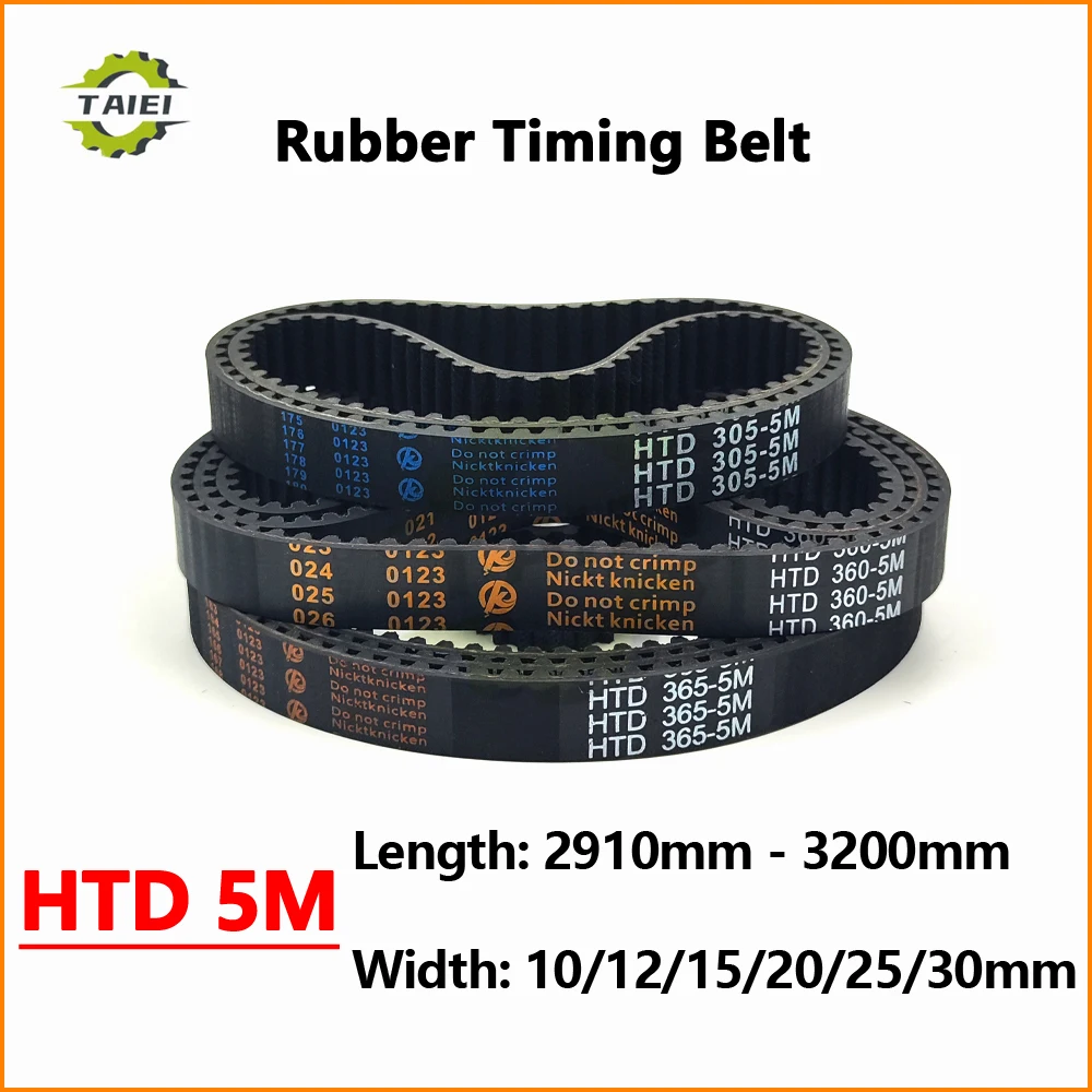 HTD 5M Synchronous Belt Length 2910 2975 3000 3020 3025 3050 3060 3070 3080 3100 3120 3130 3190 3200mm Width 10-30mm Timing Belt