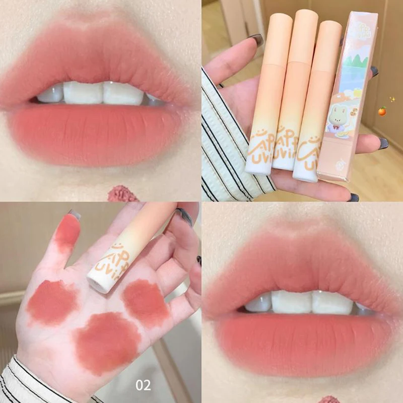 Cappuvini Pumpkin Apricot Lip Mud Velvet Lip Cream Matte Texture Lipstick Overlay Base Color Rose Orange Lip Gloss Tint Cosmetic