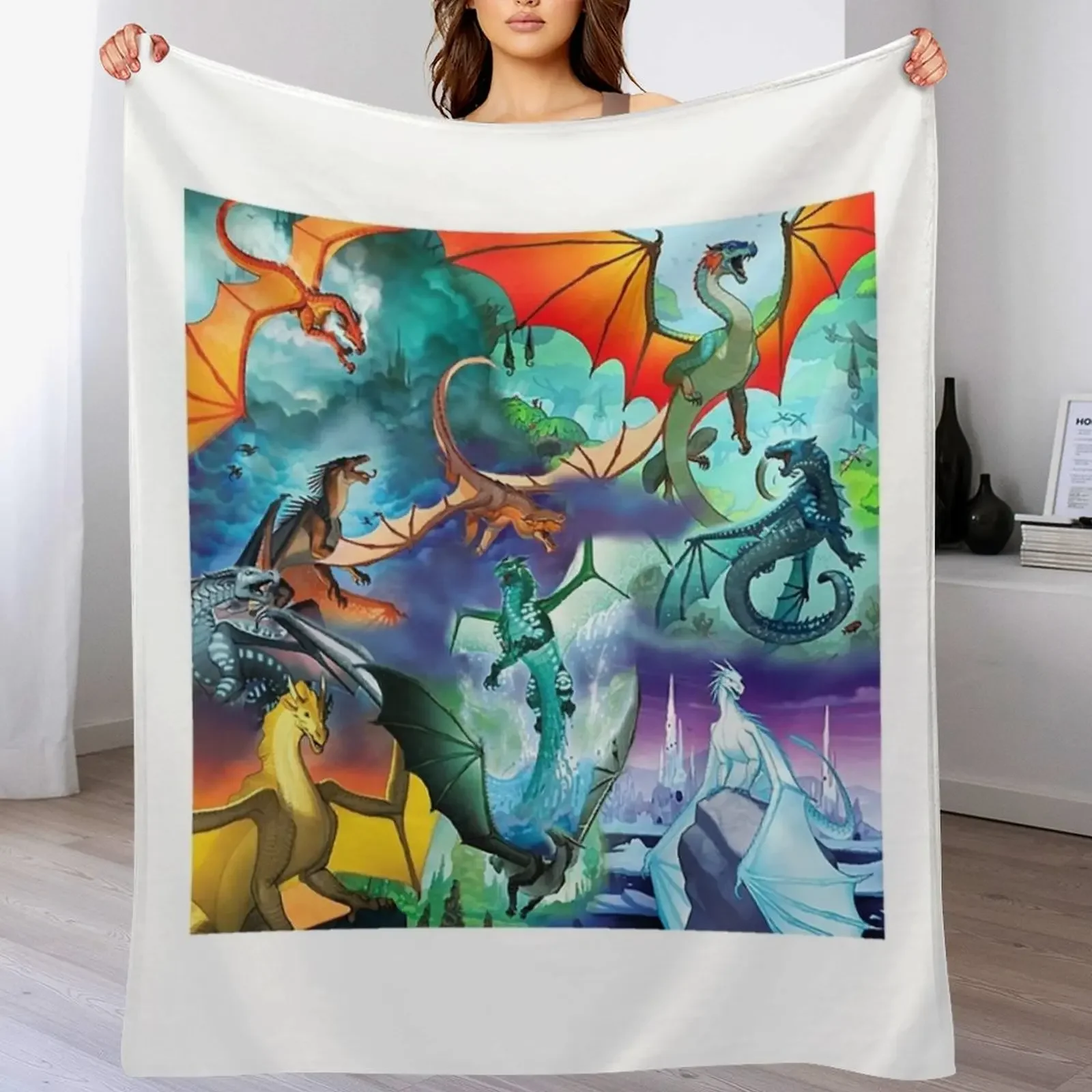 Wings Of Fire T-ShirtWings of fire all dragon series Throw Blanket Decorative Throw Furry Luxury St Blankets