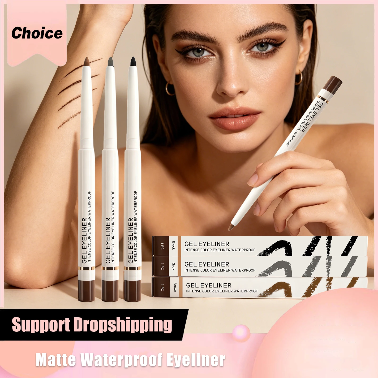 

Matte Eyeliner Long-Lasting Waterproof Anti Smudge Quick-Drying High Pigmented Smooth Makeup Beauty Eyeliner Stamp Eye Pencil