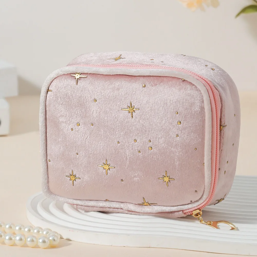 

Multi-Use Portable Sparkling Star Makeup Bag Mini Size Square Shape Cosmetic Bag Makeup Pouch for Women