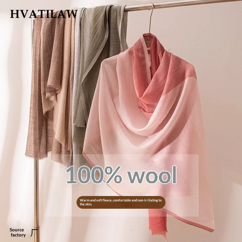 New Luxury Premium 100% Wool Scarf Female Winter Warm Long Wrap Evening Shoulder Cover Soft Woolen Neckwear Large Pashmina Shawl