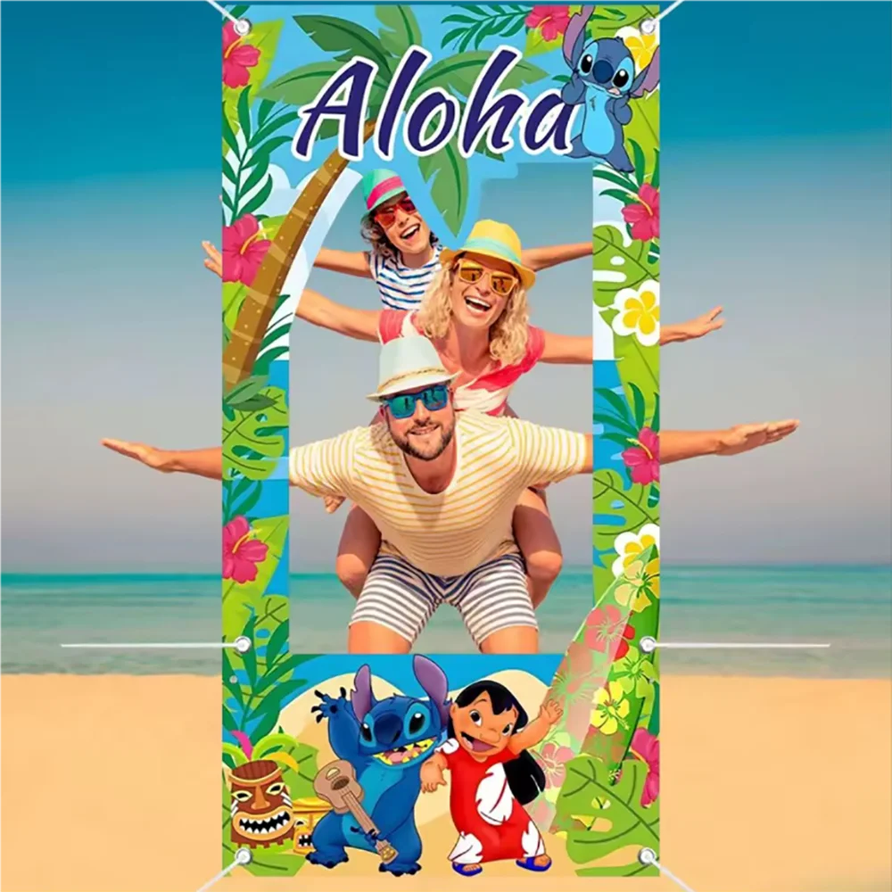 

Disney Cute Star Stitch Photo Frame Cartoon Lilo&Stitch Theme Photo Props Backdrop Birthday Party Decorations Shooting Props