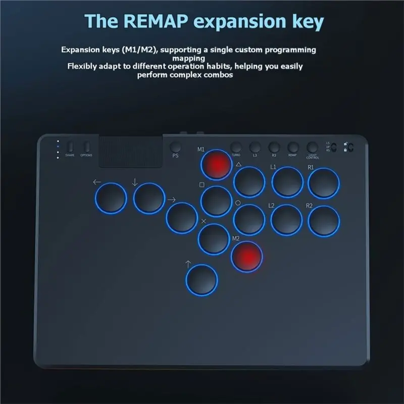 ABJF-RGB Black Fighting Game Keyboard 14 Keys Leverless Controller Arcade Stick Supports Hot Swap For Switch/PS4/PC Game