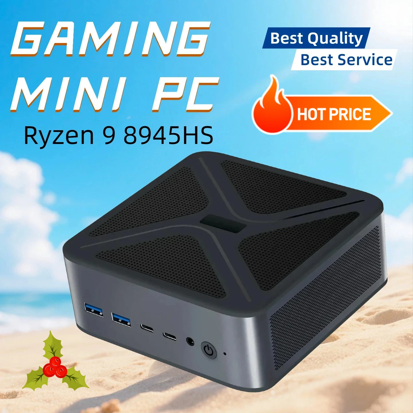 Mini PC SZBOX GH8 Ryzen 9 8945HS DDR5 5600MT/s M.2 SSD HDMI2.1 WiFi 6 BT5.2 Dual 2.5G LAN Desktop Gaming Computer