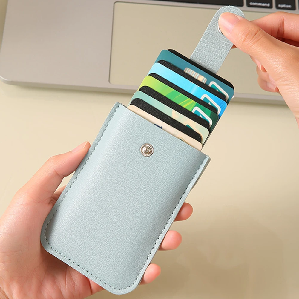 Multifunctional Credit Card Ultra-Thin Holder PU Leather with Snap Closure Purse for Women&Men Multi-Card Slots Organizer Wallet