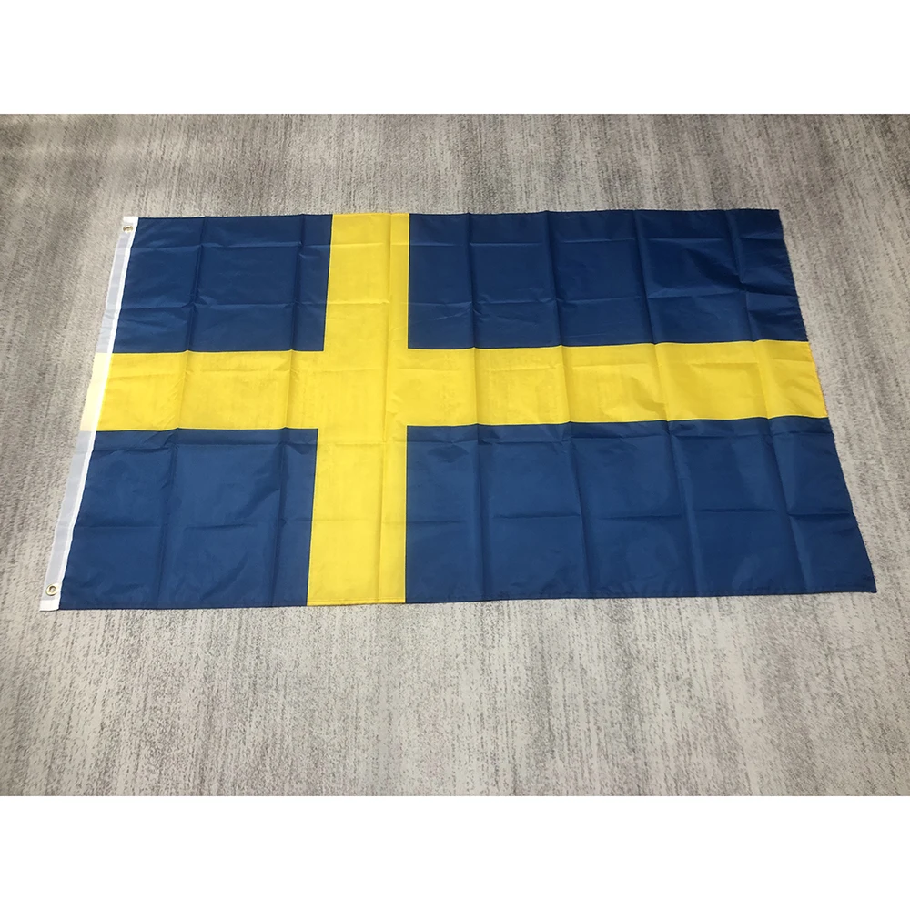 sweden Flag 3ft x 5ft 90x150cm double penetration polyester Hanging banner sweden Swedish Flag for decoration 