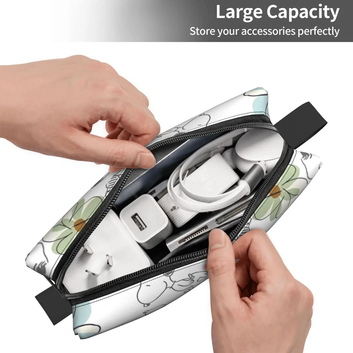 Snoopy – sacs de maquillage floraux pour hommes, sac à cosmétiques de dessin animé, pochette étanche tendance pour le rangement du sac à main