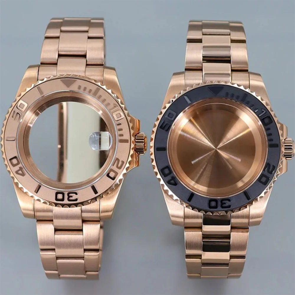 Корпус NH35 из розового золота с водным призраком, ремешок с тонкой регулировкой, зеркало, сапфировое стекло, подходит для корпуса часов NH34 NH36