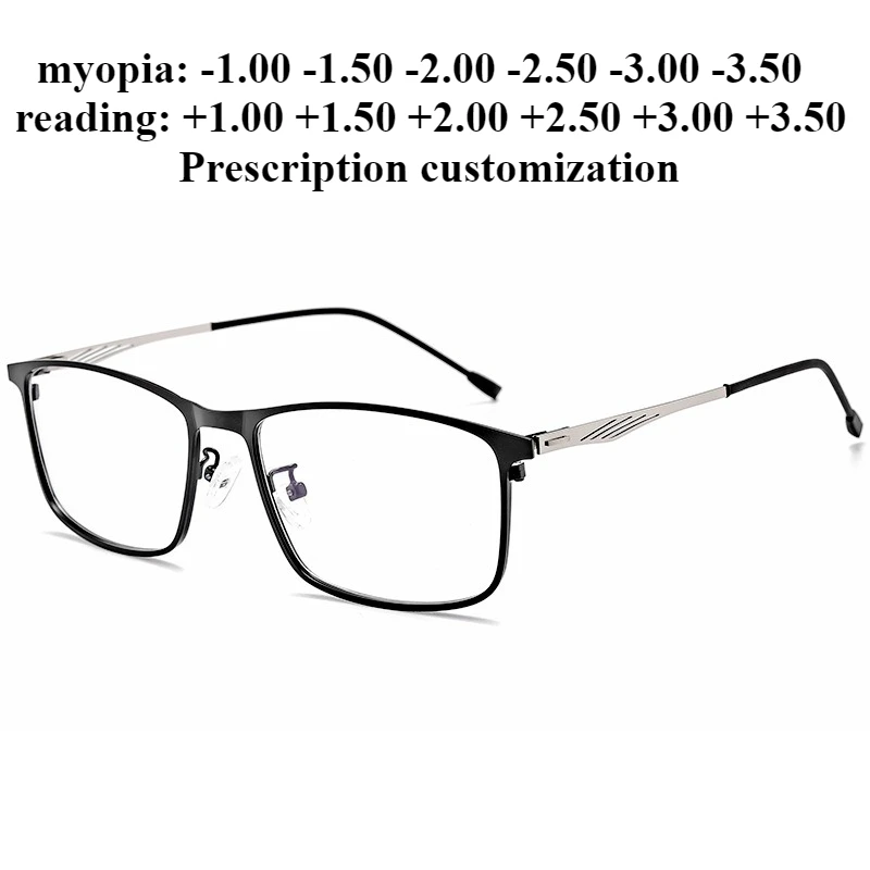 

58 мм новые мужские прямоугольные очки в большой оправе для большого лица, полнокадровые очки для чтения с защитой от синего света, настраиваемые