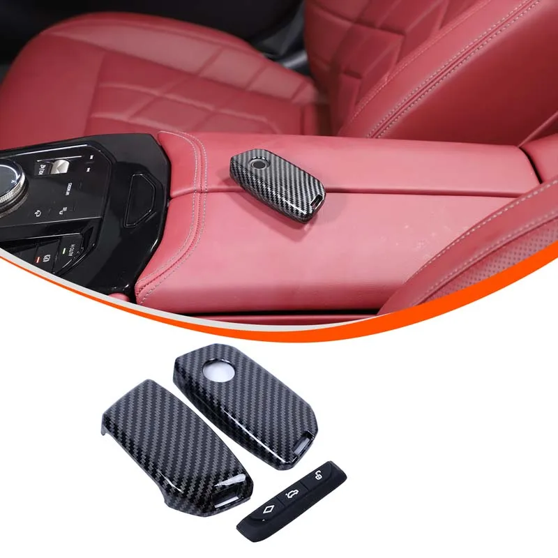 

For BMW x1 u11 7Series i5 i7 iX X1 X5 X6 X7 XM 2024+ ABS Carbon Fiber Car Key Decoration Case Sticker Car Protection Accessories