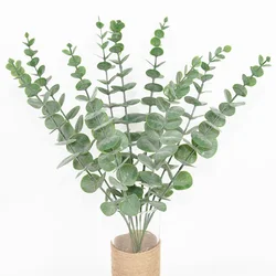 6/12/18pcs Artificial Eucalyptus Leaves Fake Plant Green Branch For Christmas Wedding Party Home Garden Decoration Wreath Flower