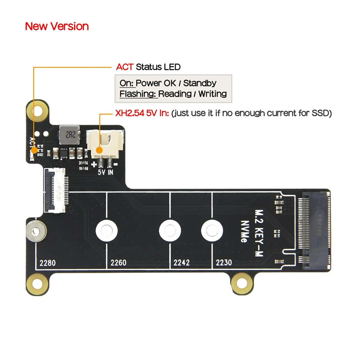 X1001 M.2 NVMe SSD Shield PCIe Peripheral Board Compatible with for Raspberry Pi 5